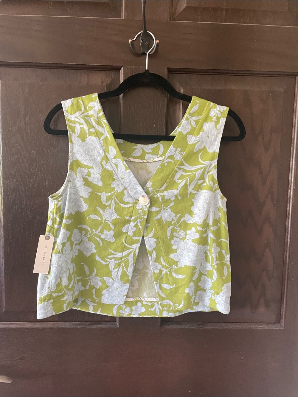 Anthropologie Green and White Floral Wide-Leg Pants - Picture 9 of 10